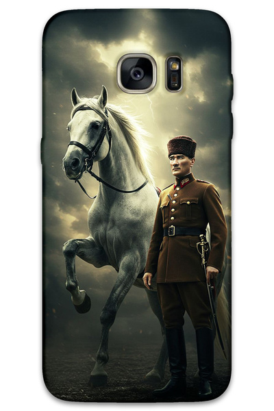 MRCİLETİSİM غطاء خلفي لهاتف سامسونج جالاكسي S7 إيدج بنمط HD مطبوع - أتاتورك ش...