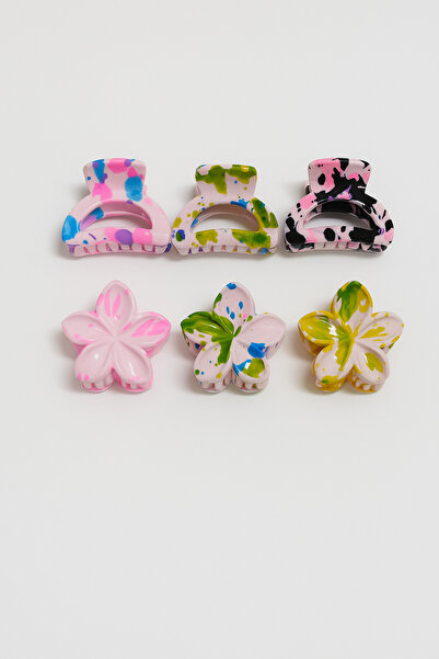 MakeWell Small Size Colorful 6-Piece Latch Buckle Sets with Lotus Flower Design