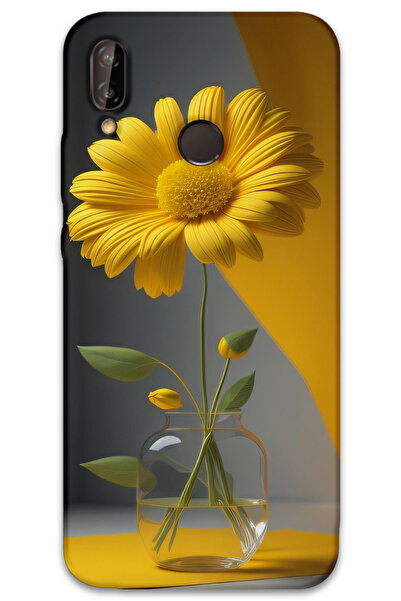 MRCİLETİSİM غطاء خلفي لهاتف هواوي P20 لايت بنمط HD مطبوع - زهرة الفانوس