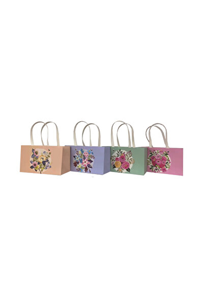 Mirific Party Set de 4 pungi cadou multicolore, 28 x 17 x 12 cm, cu motive fl...