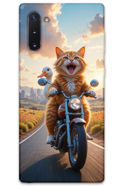 MRCİLETİSİM غطاء خلفي لهاتف سامسونج جالاكسي نوت 10 بنمط HD مطبوع - قطة مجنونة