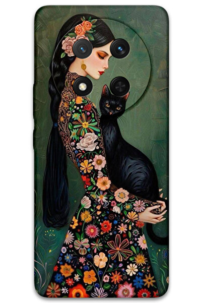 MRCİLETİSİM غطاء خلفي لهاتف هواوي هونور ماجيك 7 لايت بنمط HD مطبوع - قطة سوداء