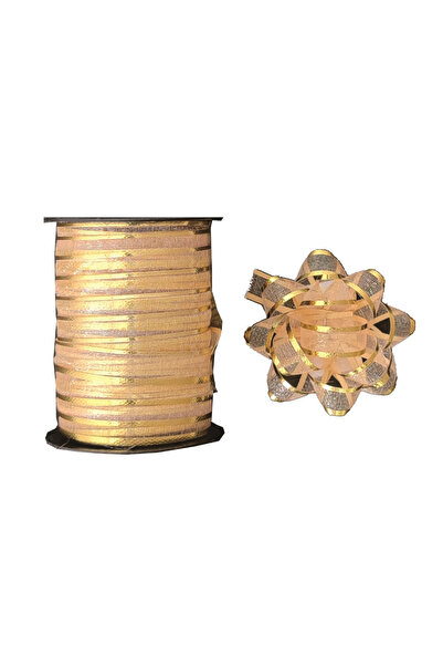 Mirific Party Set de 4 fundițe decorative și panglică de 100 cm, aurie