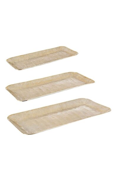 Bizzotto Set of 3 Brass Trays Chisel Bright