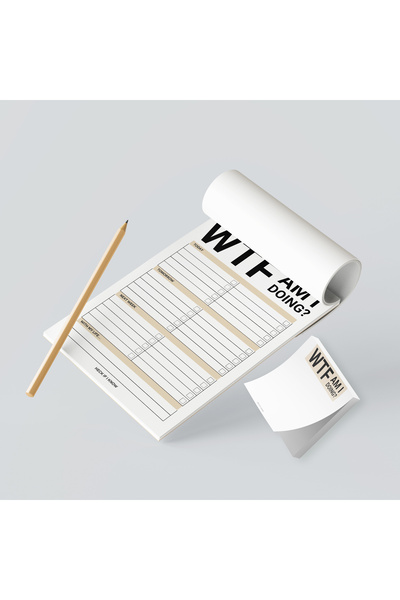 BUNILU Set carnet planificator dimensiune A5, blocnotes patrat si creion, model WTF am i doing