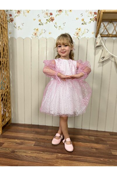 Butik KIZ ÇOCUK TÜTÜ DETAYLI TOKA AKSESUARLI ÖZEL GÜN ELBİSESİ DOĞUMGÜNÜ - DÜĞÜN