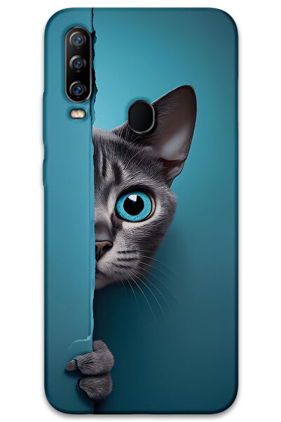 MRCİLETİSİM غطاء خلفي من جينرال موبايل GM 20 Pro Case HD Pattern مطبوع - قطة ذات عيون زرقاء