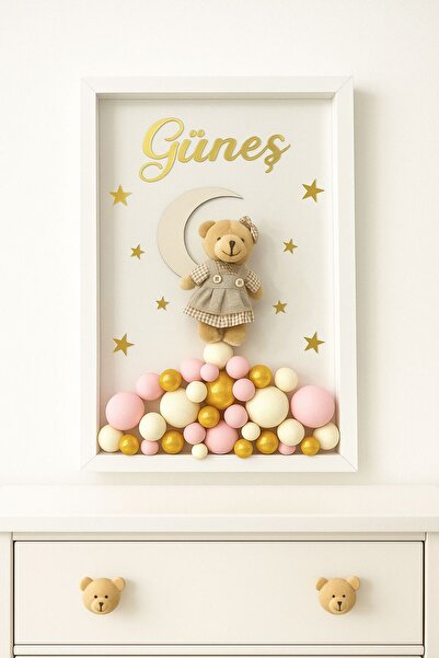 Bonika Çerçeveli Bubble Ayıcıklı Bebek Kapı Süsü - Hastane Kapı Süsü