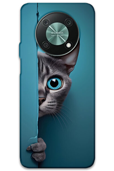 MRCİLETİSİM غطاء خلفي لهاتف هواوي نوفا Y90 بنمط HD مطبوع - قطة ذات عيون زرقاء