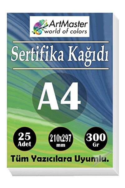 Artmaster A4 Sertifika Kağıdı 25 Adet Gramajlı Fotokopi Kağıdı 300 gr Tüm Yaz...