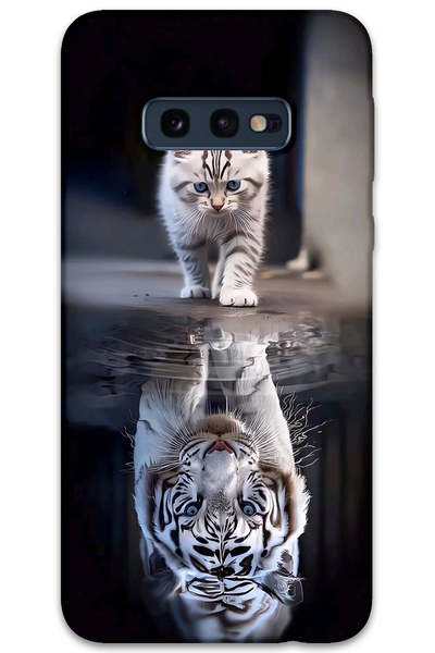 MRCİLETİSİM غطاء خلفي لهاتف سامسونج جالاكسي S10E بنمط HD مطبوع - انعكاس القطط