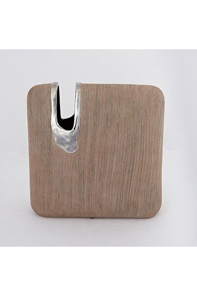 EUROLAMP Ceramic Vase H25.5 cm Brown-Silver