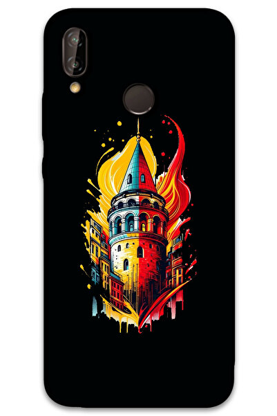 MRCİLETİSİM غطاء خلفي لهاتف هواوي P20 لايت بنمط HD مطبوع - أصفر أحمر جالاتا