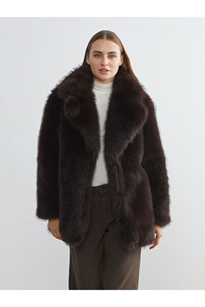 LC Waikiki LCWAIKIKI Classic Ceket Yaka Kadın Kürk Mont