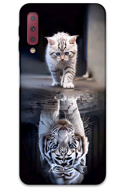 MRCİLETİSİM غطاء خلفي لهاتف سامسونج جالاكسي A7 2018 بنمط HD مطبوع - انعكاس القطط