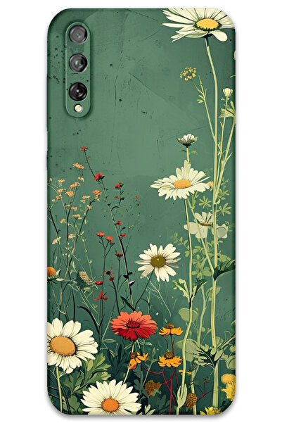 MRCİLETİSİM غطاء خلفي لهاتف هواوي P Smart S / Y8P بنمط HD مطبوع - ديزي أخضر