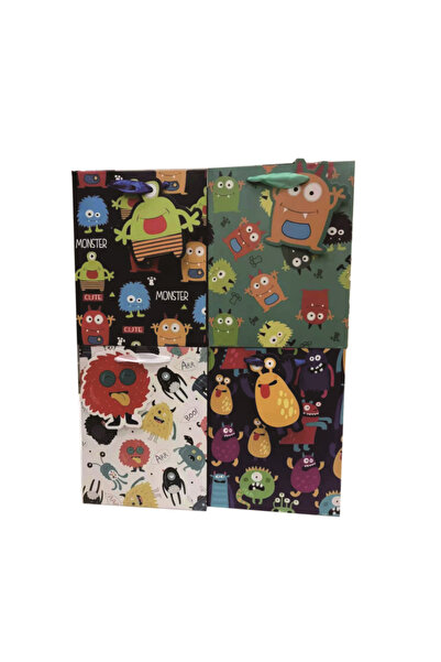 Mirific Party Set de 4 pungi cadou multicolore, 40 x 30 x 12 cm, monștri mici
