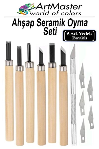 Artmaster Set de sculptură în ceramică, din lemn, 6 piese, 1 pachet, cu lame ...