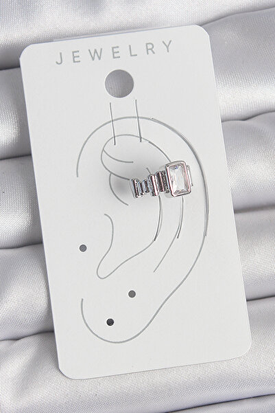 Acousticworld Brass Silver Color Square Zircon Stone Women's Cartilage Model Earrings