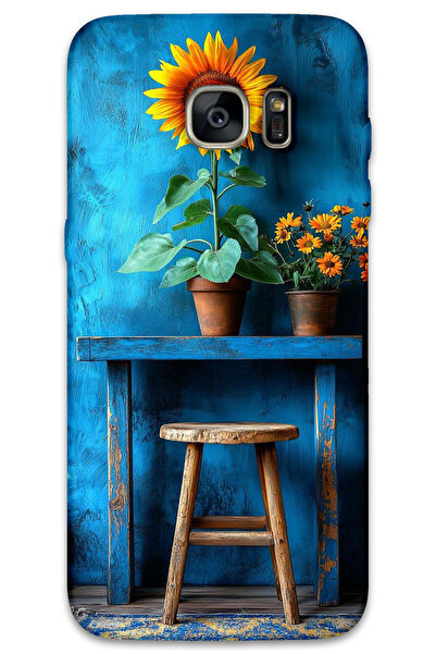 MRCİLETİSİM غطاء خلفي لهاتف سامسونج جالاكسي S7 إيدج بنمط HD مطبوع - زهرة فنية