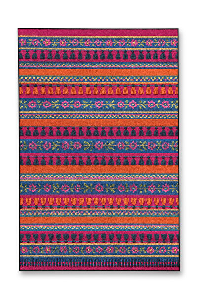 Rugs Modern Halı سجادة موسو زرقاء بنفسجية اللون بنمط زهور عرقية منسوجة بقاعدة...