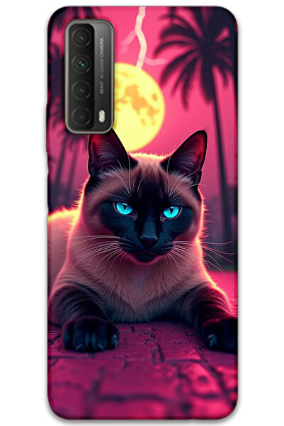 MRCİLETİSİM غطاء خلفي لهاتف هواوي بي سمارت 2021 بنمط HD مطبوع - قطة مشغولة