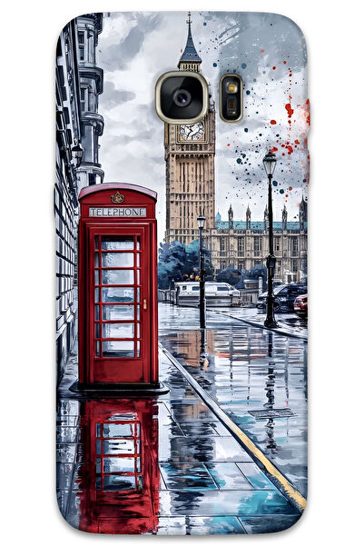 MRCİLETİSİM غطاء خلفي لهاتف سامسونج جالاكسي S7 إيدج بنمط HD مطبوع - لندن