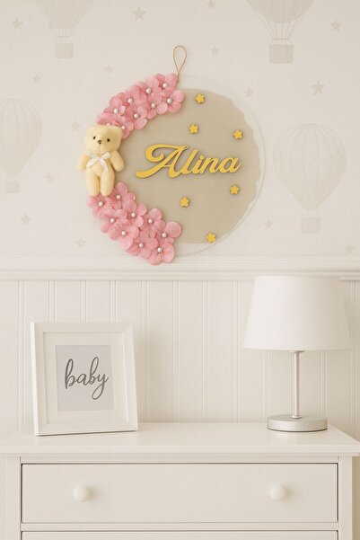 Bonika Pleksi Yapay Çiçekli Bebek Kapı Süsü - Hastane Bebek Kapı Süsü