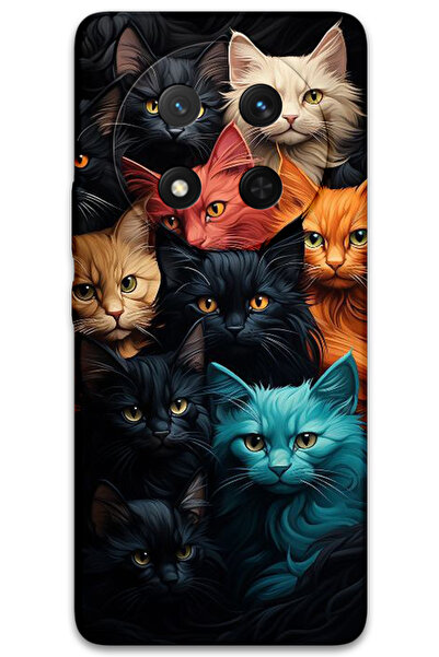 MRCİLETİSİM غطاء خلفي لهاتف هواوي هونور ماجيك 7 لايت بنمط HD مطبوع - قطط ملونة