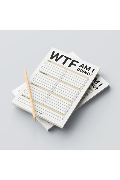 BUNILU Set carnet planificator dimensiune A5, blocnotes patrat si creion, model WTF am i doing