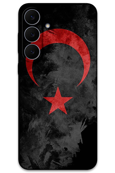 MRCİLETİSİM غطاء خلفي لهاتف سامسونج جالاكسي S25 FE بنمط HD مطبوع - علم أسود