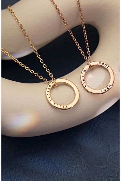 bc gümüş 925 Ayar Gümüş Altın Kaplama Aile İsime Özel Kolye