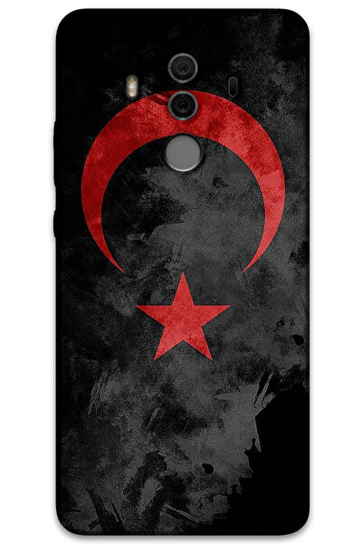 MRCİLETİSİM غطاء خلفي لهاتف هواوي ميت 10 برو بنمط HD مطبوع - علم أسود