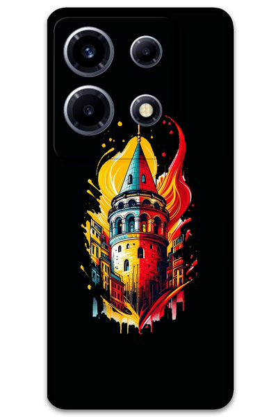 MRCİLETİSİM غطاء خلفي لهاتف انفينيكس نوت 30 VIP بنمط HD B مطبوع - أصفر أحمر ج...