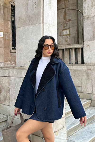 ASEDE Преміум джинсова куртка з плюшевою підкладкою, кишенями та ґудзиками