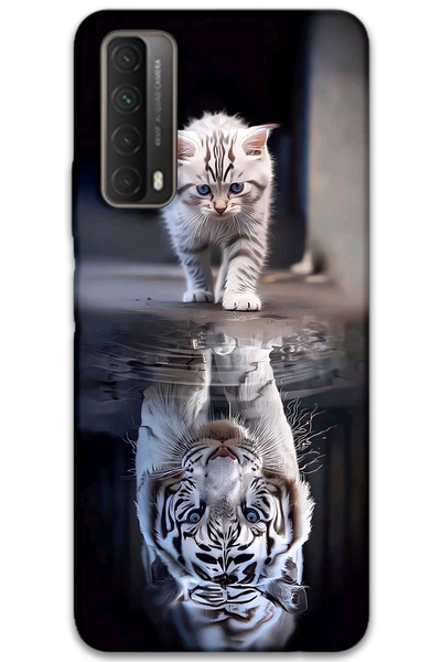 MRCİLETİSİM غطاء خلفي لهاتف هواوي بي سمارت 2021 بنمط HD مطبوع - انعكاس القطط