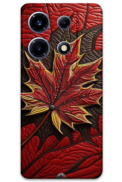 MRCİLETİSİM غطاء خلفي لهاتف انفينيكس نوت 30 VIP بنمط HD B مطبوع - أوراق حمراء