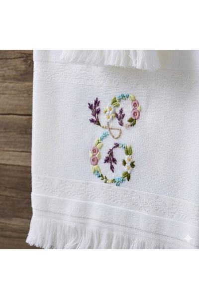 Home 50X90 Hand Embroidery Flower E Letter Embroidered Hand Face Towel