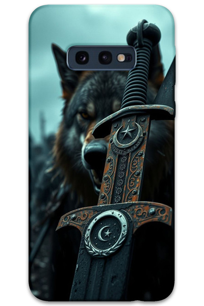 MRCİLETİSİM غطاء خلفي متوافق مع هاتف Galaxy S10E بنمط HD مطبوع - سيف نجمة القمر