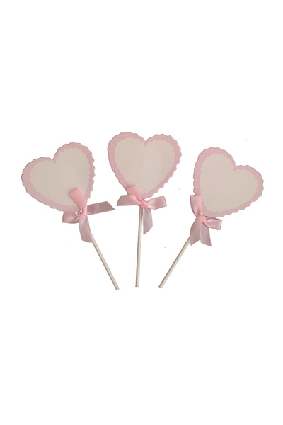 Mirific Party White and Pink Heart Cake Topper Set