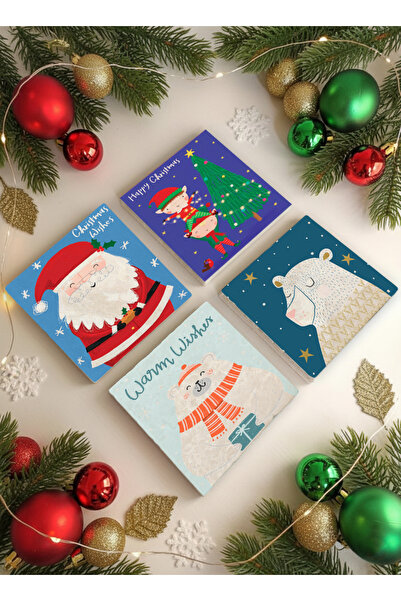 Creatick Design New Year's Themed Stone Coasters, New Year's Gift, Set of 4, ...