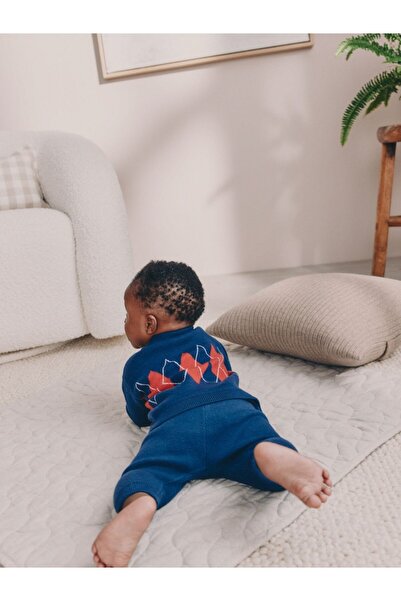 Next Baby Cotton Blue/Red Argyle Baby Knit Premium Bottom Top Set