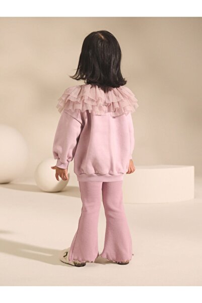 Next Baby Cotton Light Pink Flounce Collar Sweatshirt Bottom Top Set