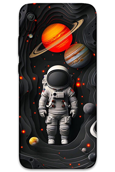 MRCİLETİSİM غطاء خلفي لهاتف هواوي Y6 2019 بنمط HD مطبوع - كواكب رواد الفضاء