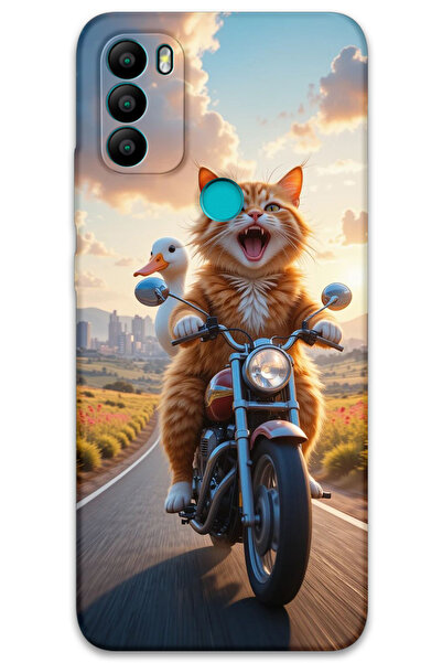 MRCİLETİSİM غطاء خلفي من جينرال موبايل GM 21 Plus بنمط HD مطبوع - قطة مجنونة