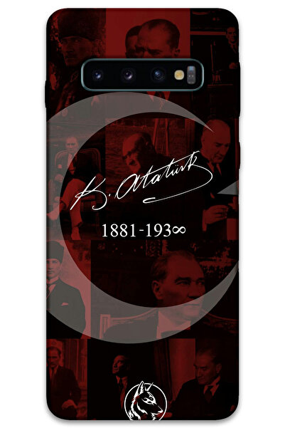 MRCİLETİSİM غطاء خلفي لهاتف سامسونج جالاكسي S10 بلس بنمط HD مطبوع - نجمة أتاتورك