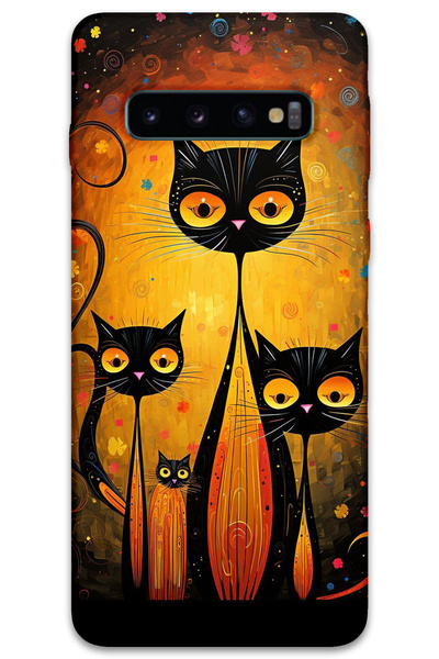 MRCİLETİSİM غطاء خلفي لهاتف سامسونج جالاكسي S10 بنمط HD مطبوع - قطط