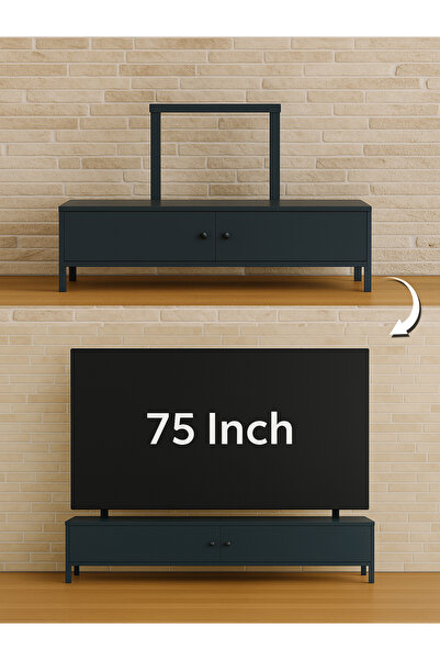 RaMetal Dekorasyon 65" - 75" inç için Kendinden Askı Aparatlı Metal Tv Ünitesi 170 cm Büyük Ekran Tv Uyumlu