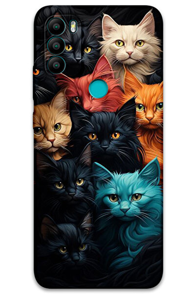 MRCİLETİSİM غطاء خلفي من جينرال موبايل GM 21 Plus بنمط HD مطبوع - قطط ملونة
