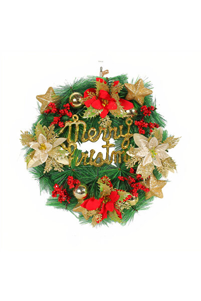 QYY Decorative Christmas Wreath 40cm, with Assorted Decorations and Foam Stand